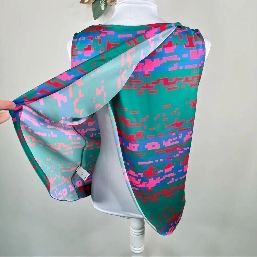 CO + CO by Coco Rocha Cornelia Top Green Pink Red Sleeveless Top Size 6 - Picture 7 of 10